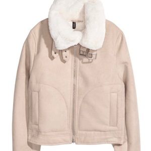 New H&M Faux Fur Lined Biker Jacket